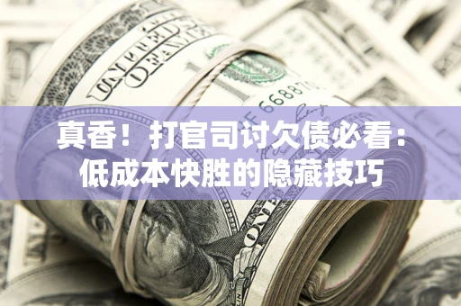 济南真香！打官司讨欠债必看：低成本快胜的隐藏技巧
